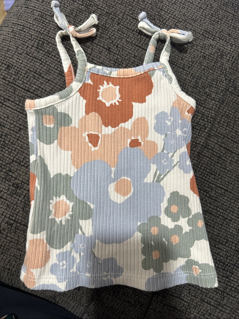 Girls' Floral Ribbed Tank Top - Multi